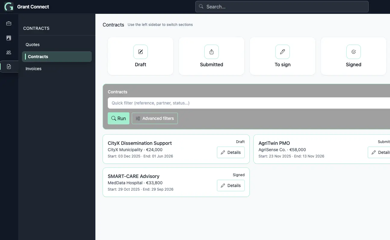 Grant Connect — find clients and partners