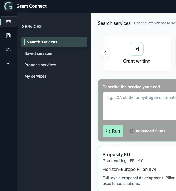 Grant writers matched to a specific call