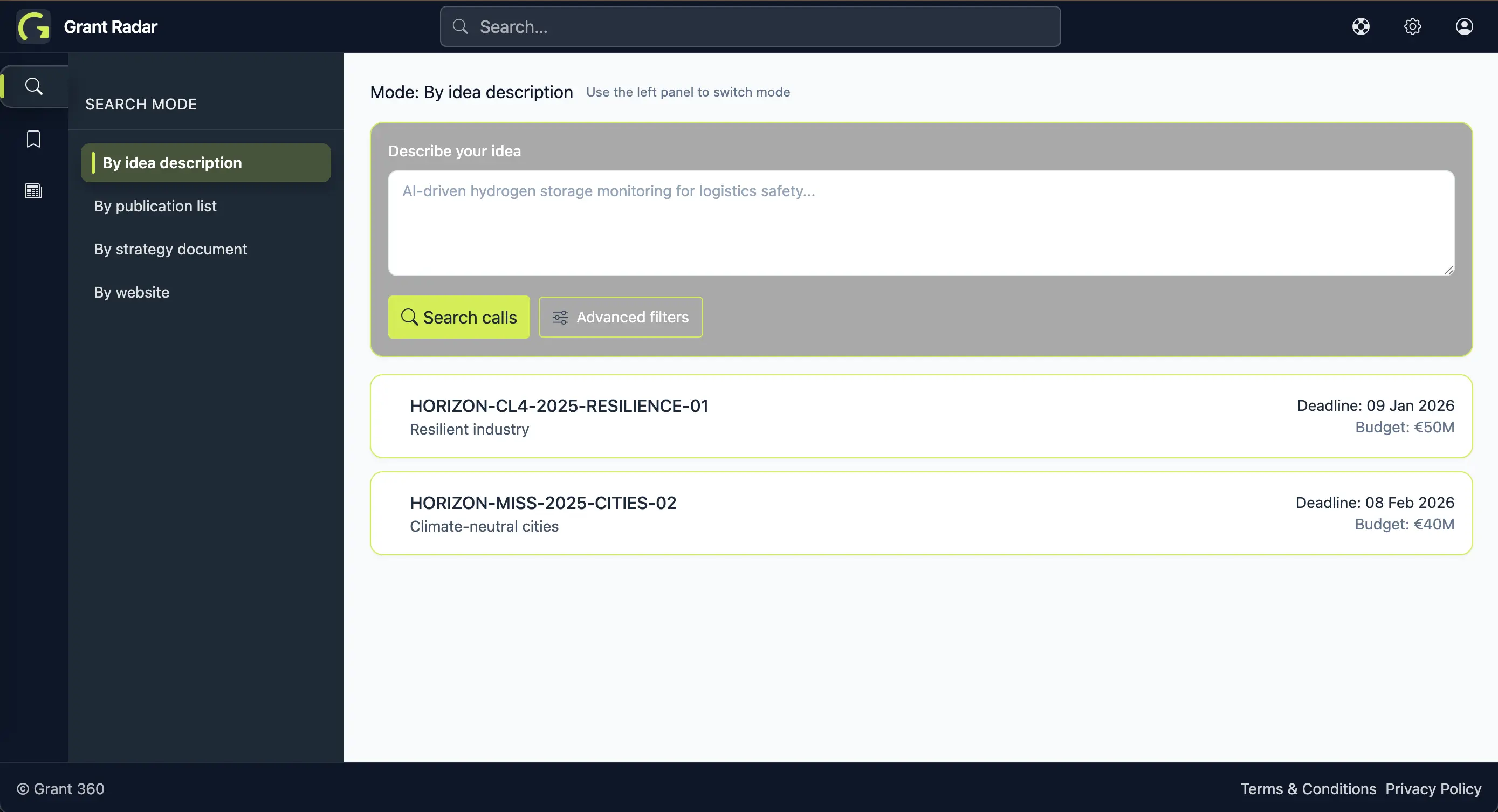 Grant Radar — identify relevant calls